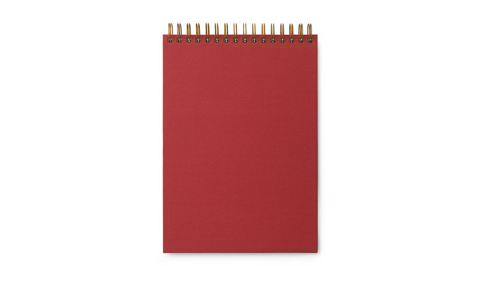 notebook with gold spine in red analog note taking