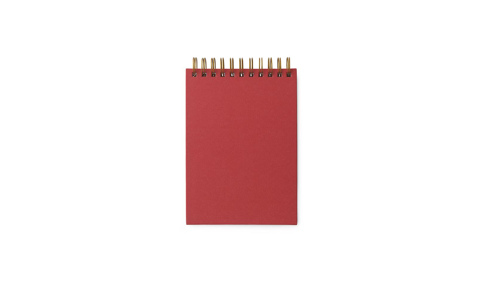 red notebook with gold spine writing down your memories