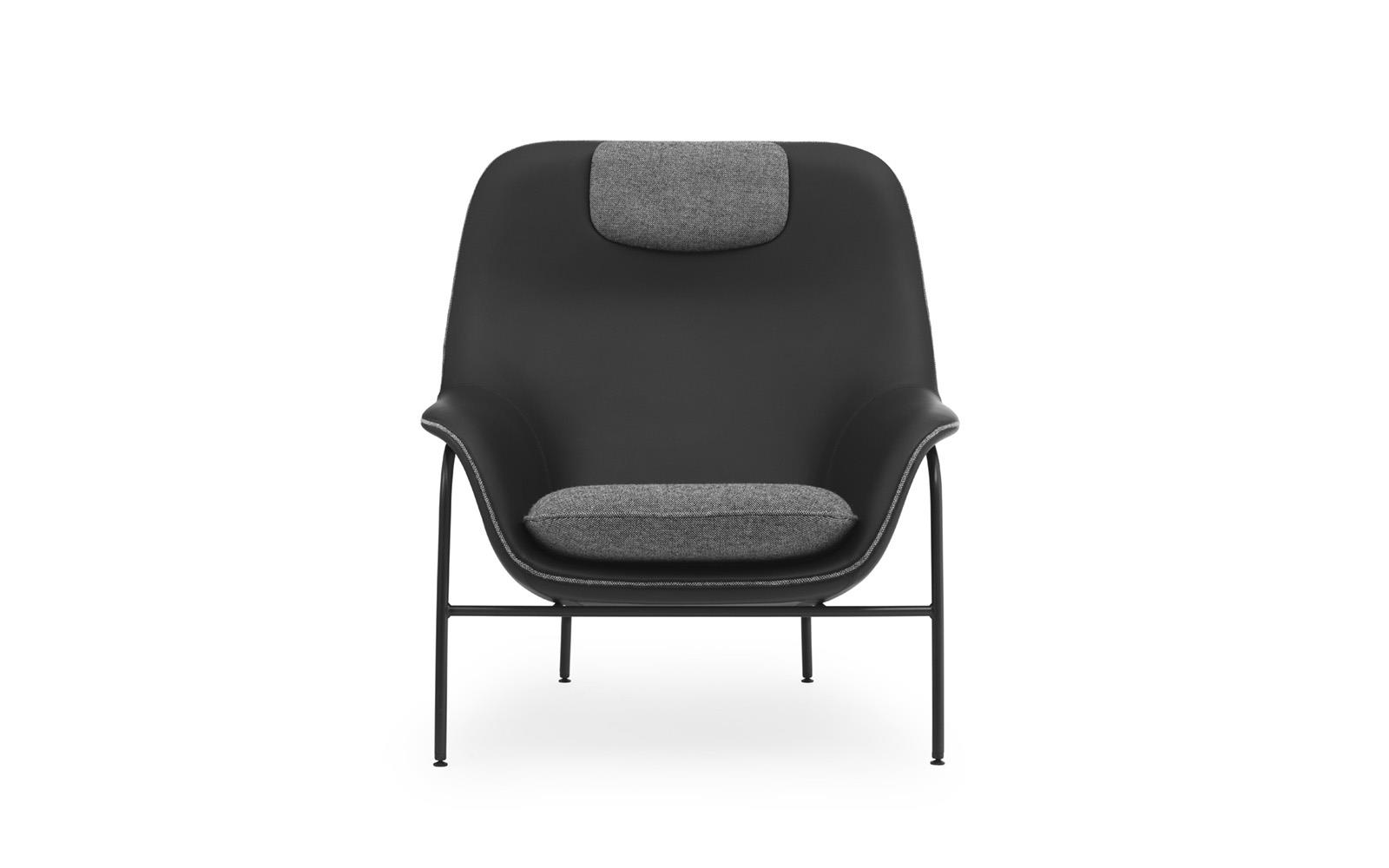Drape Lounge Chair High W Headrest Black Steel2