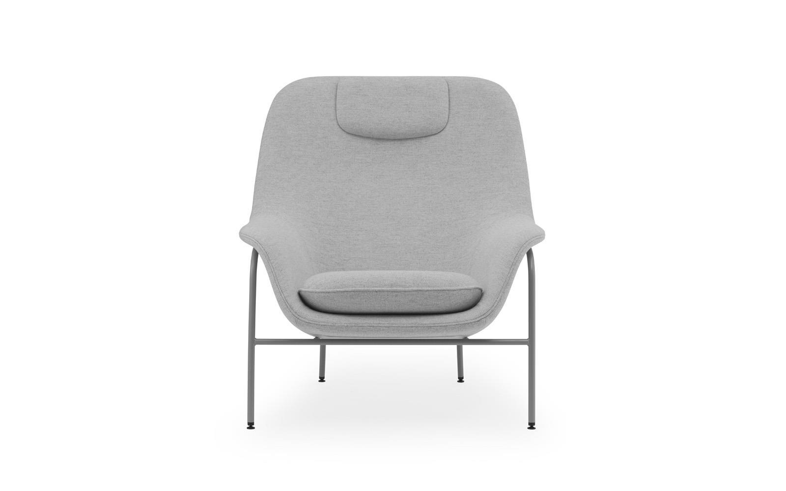 Drape Lounge Chair High W Headrest Grey Steel2