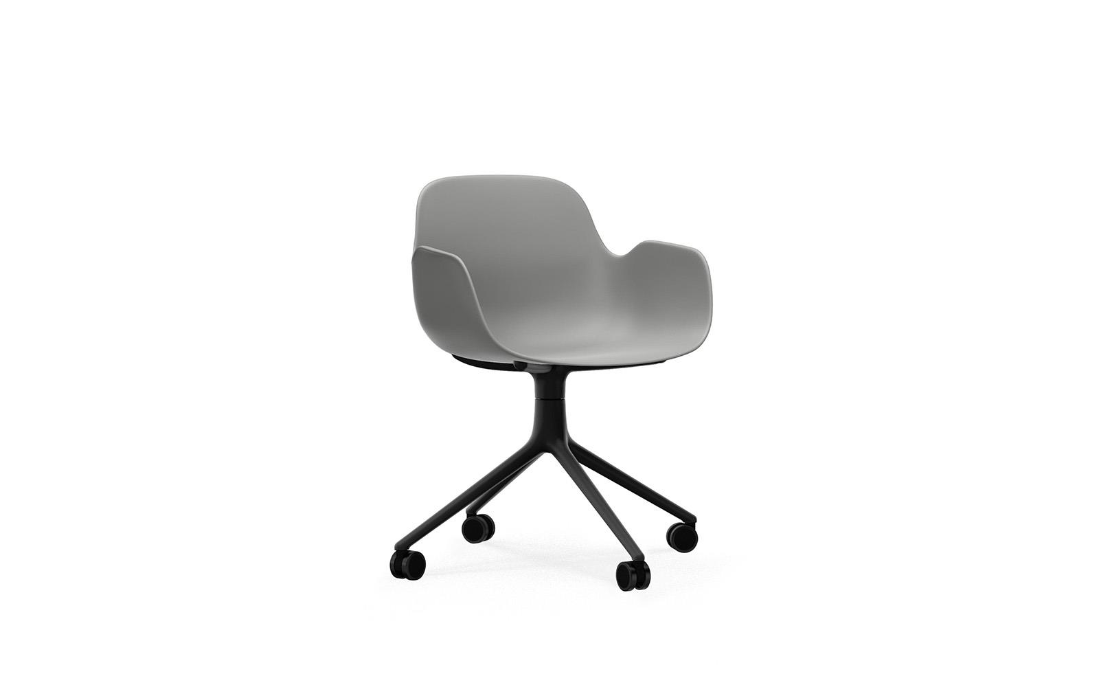 Form Armchair Swivel 4W Black Alu1