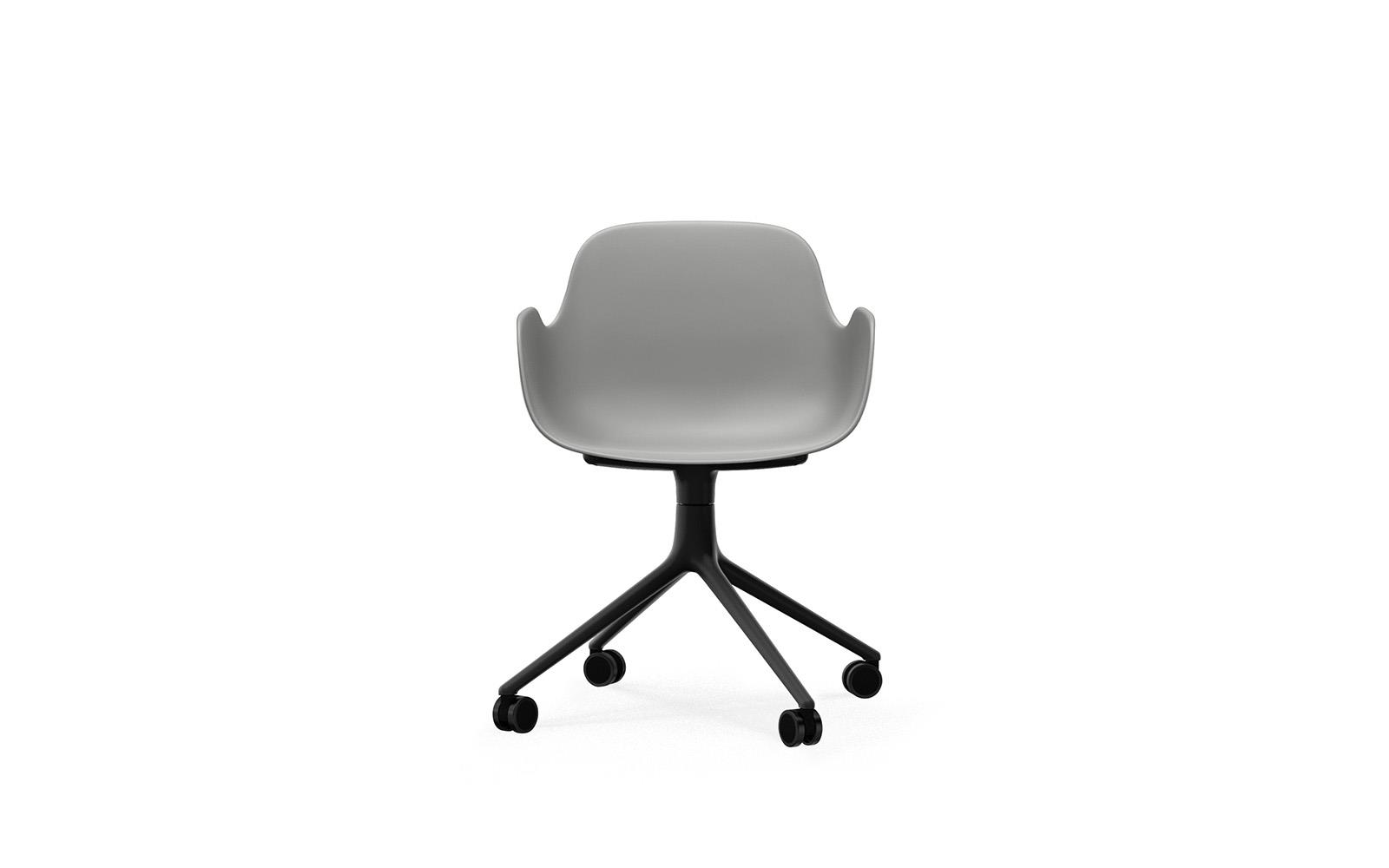 Form Armchair Swivel 4W Black Alu2