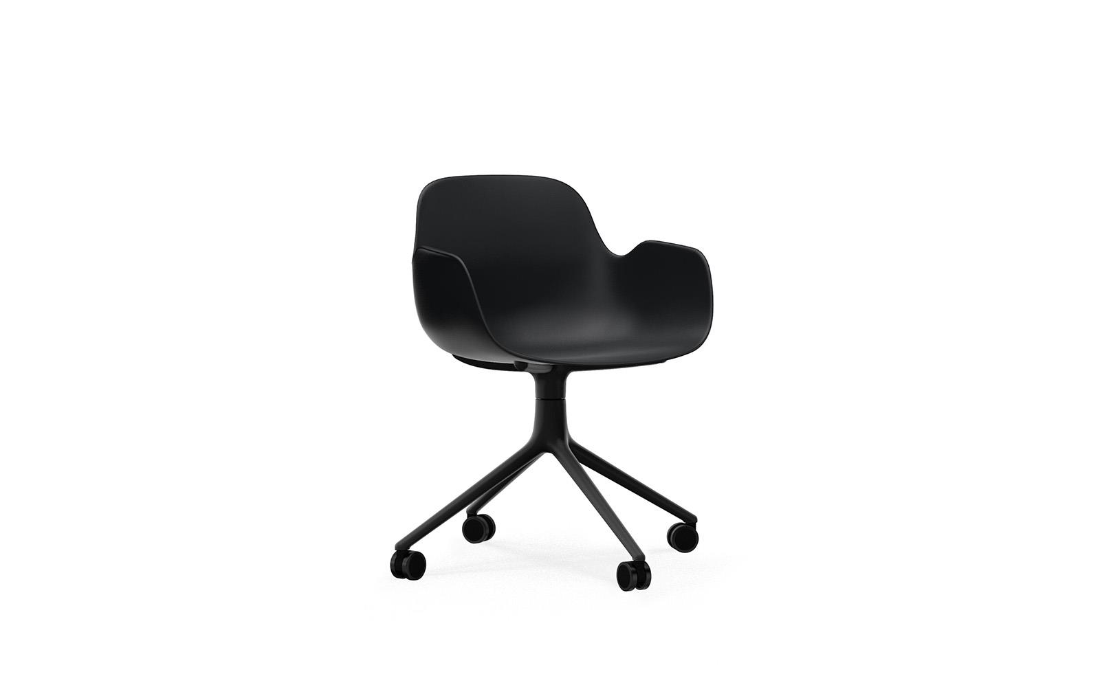 Form Armchair Swivel 4W Black Alu1