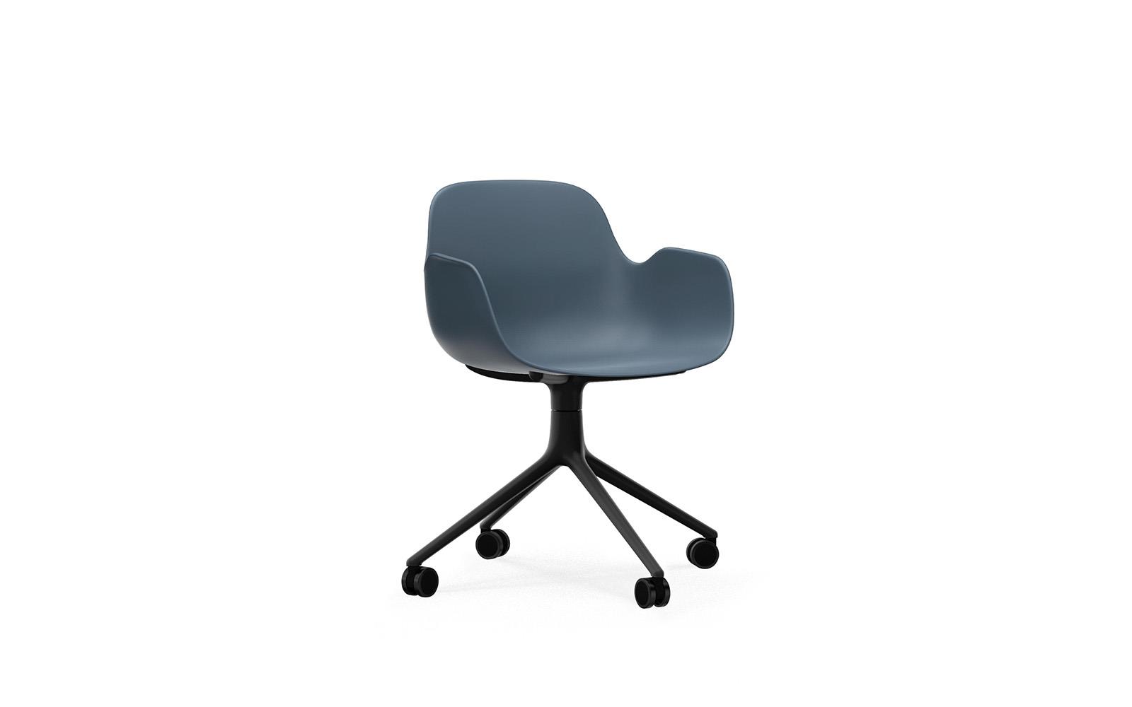 Form Armchair Swivel 4W Black Alu1