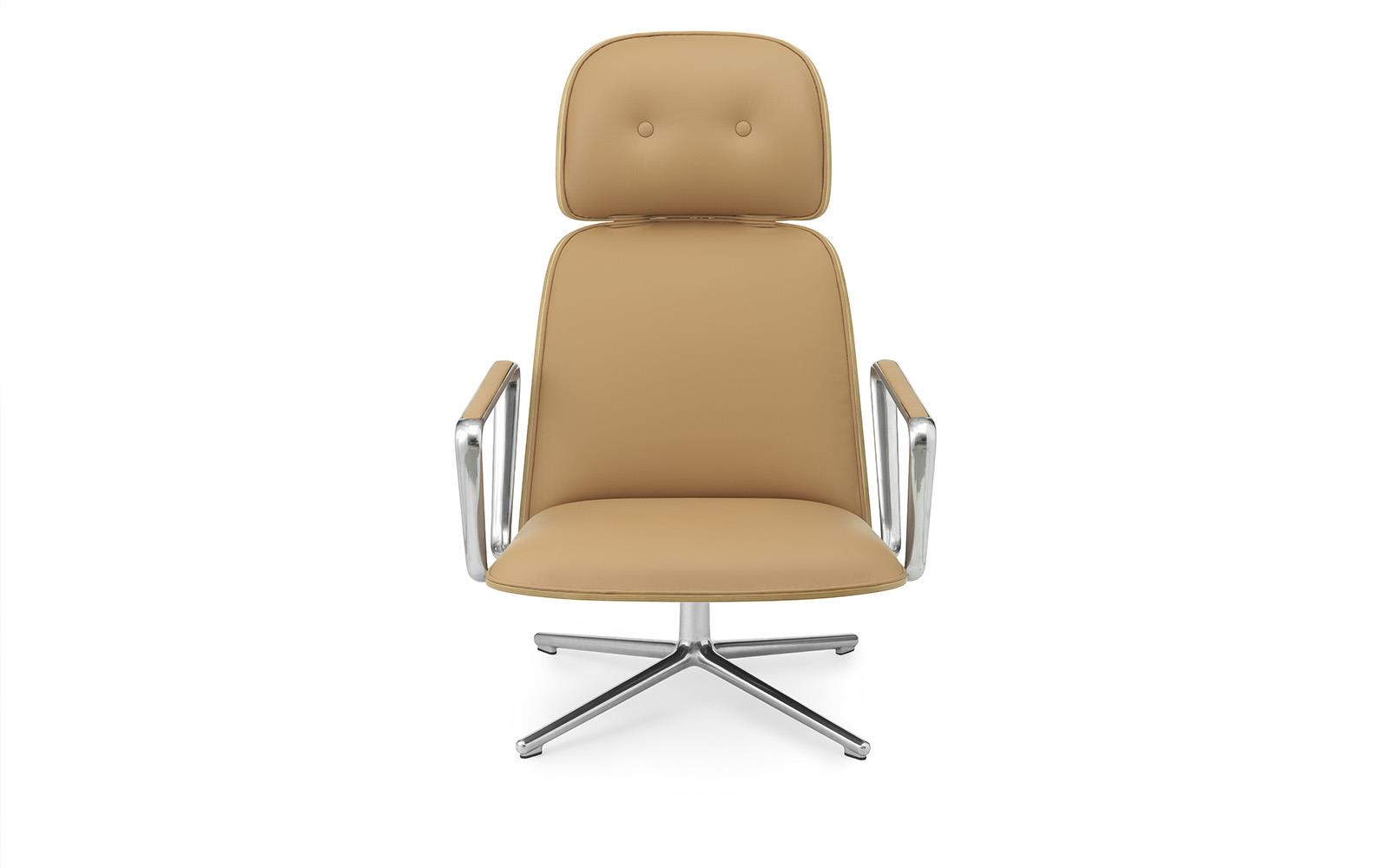 Pad Lounge Chair Swivel High Alu OakUltra Leather2