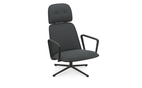 Pad Lounge Chair Swivel High Black Alu Black OakYoredale1