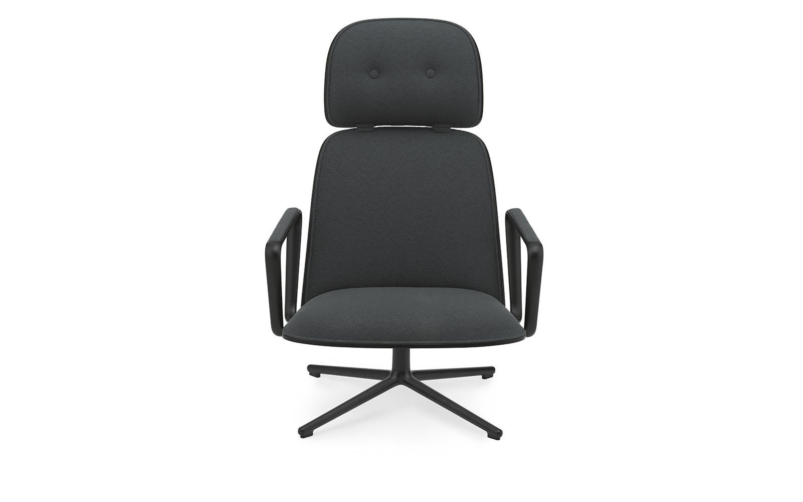 Pad Lounge Chair Swivel High Black Alu Black OakYoredale2