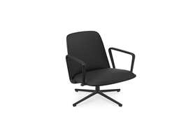 Pad Lounge Chair Swivel Low Black Alu Black OakUltra Leather1