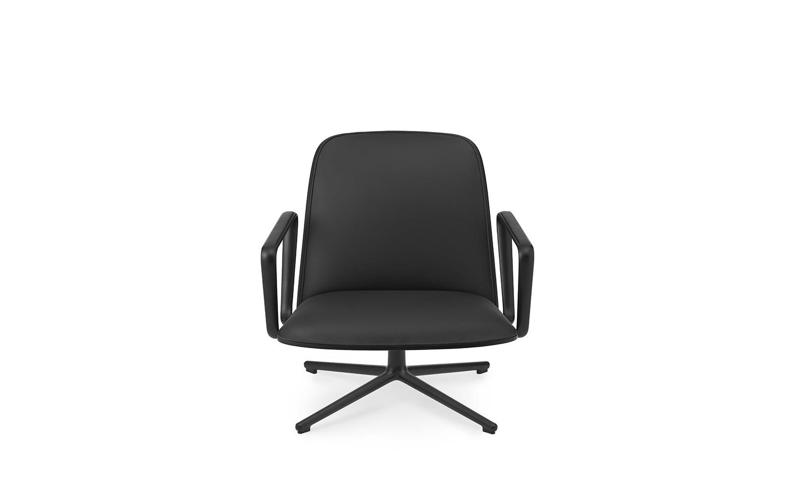 Pad Lounge Chair Swivel Low Black Alu Black OakUltra Leather2
