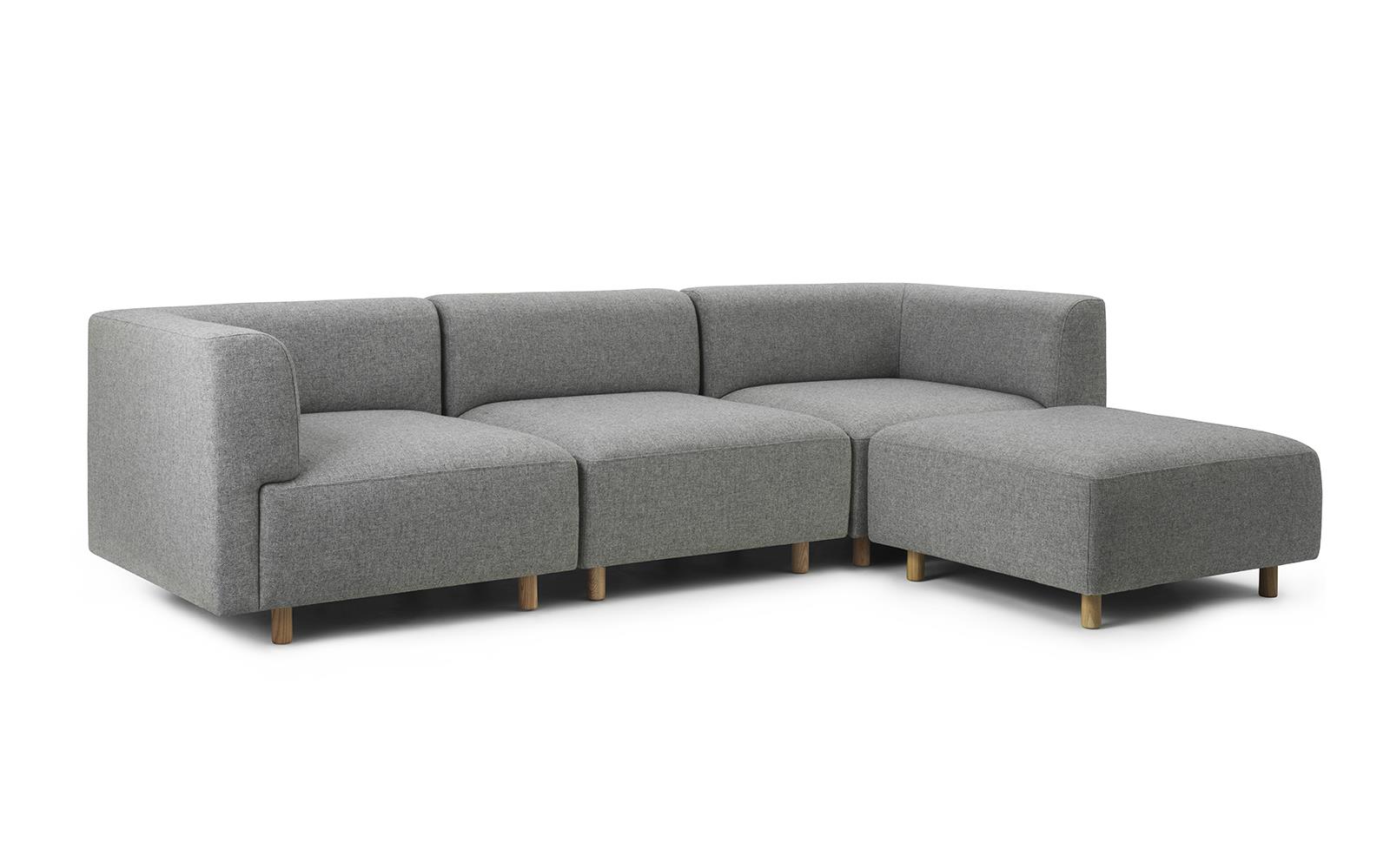 Redo Sofa 3 Seater Oak Legs W Pouf1