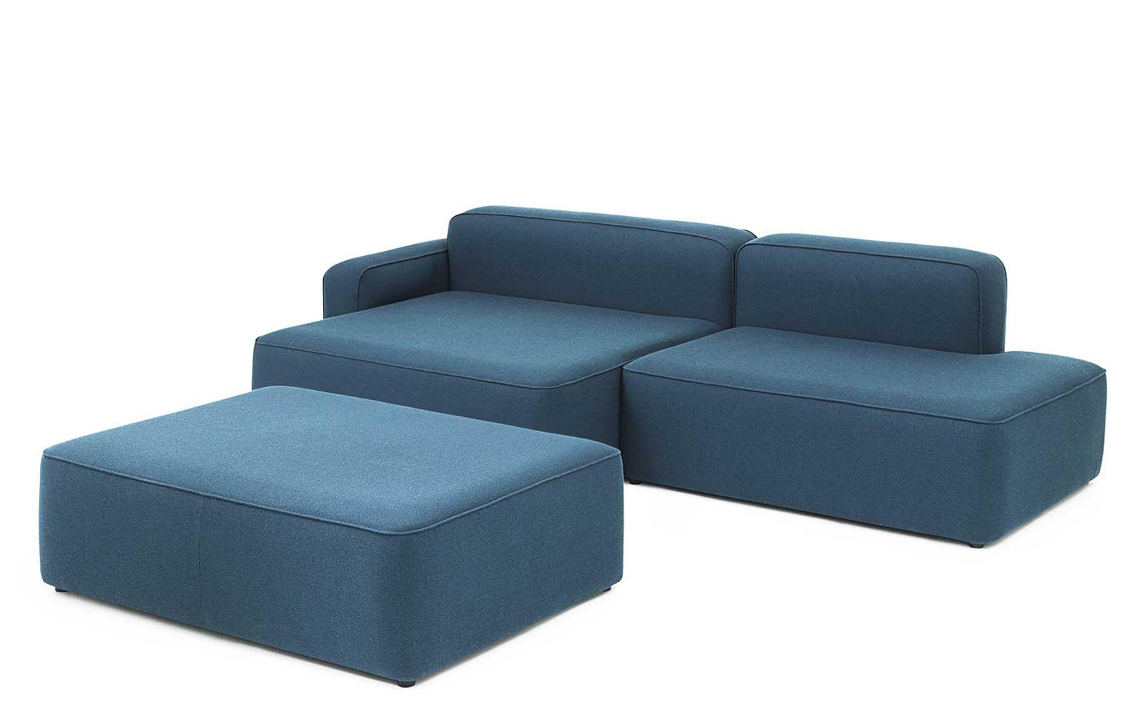 Rope Sofa Chaise Lounge left with Pouf2