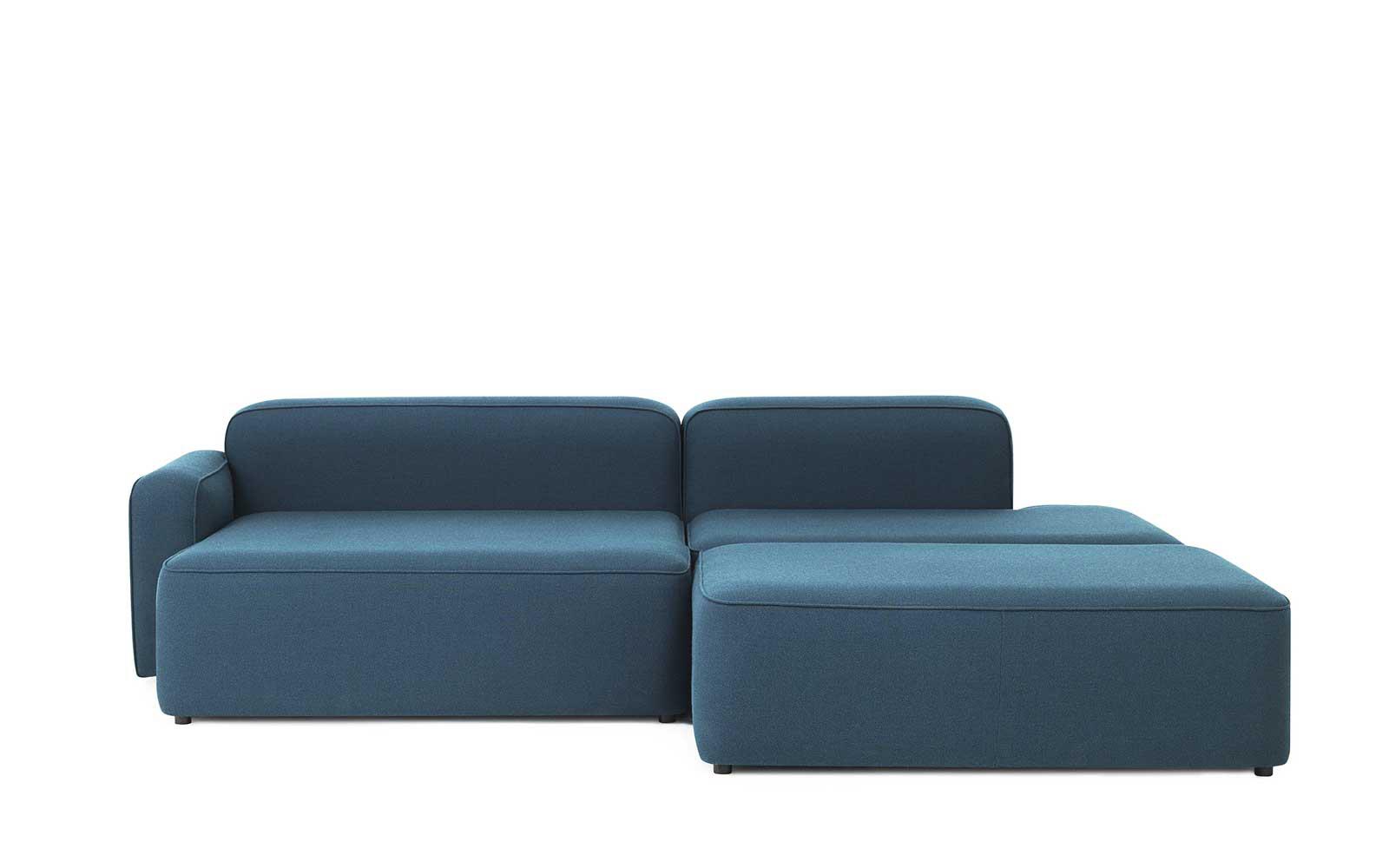Rope Sofa Chaise Longue Left With Pouf Fame Hybrid