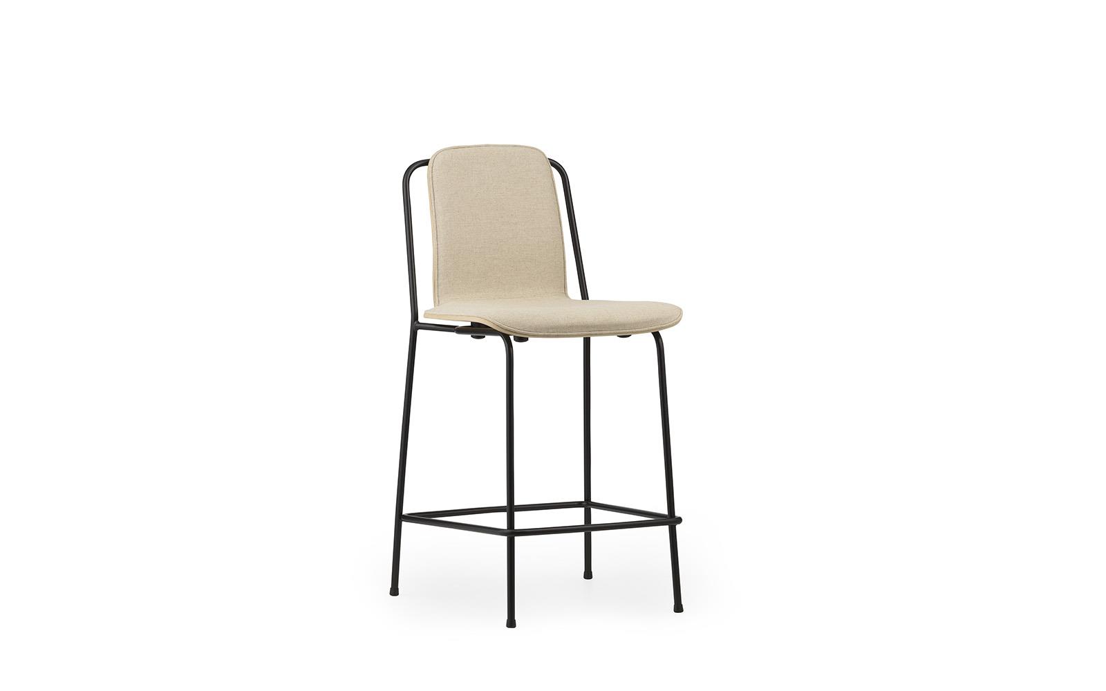 Studio Bar Chair 65 cm  Front Uph Black Steel1
