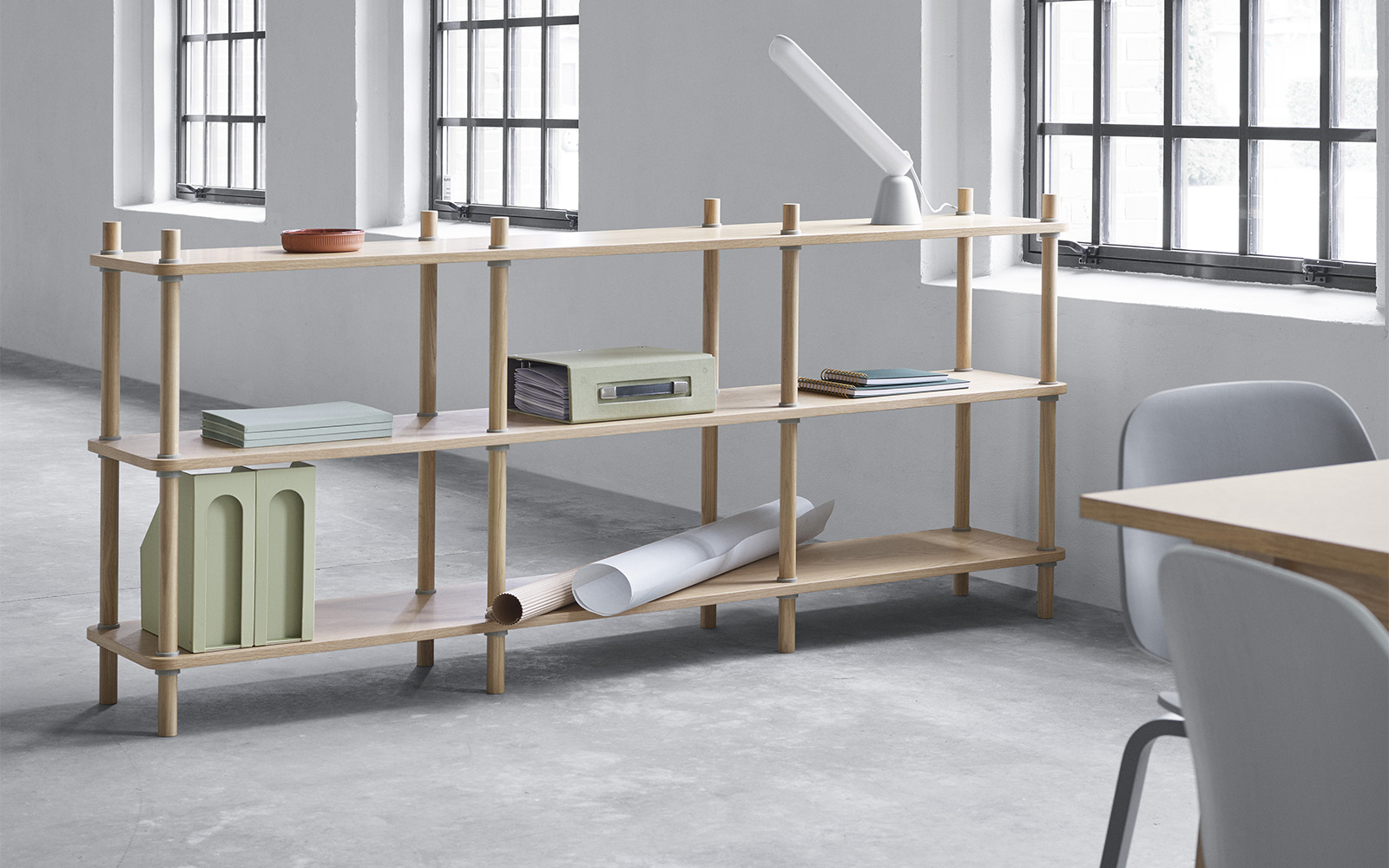 Oak and top grey bookcase