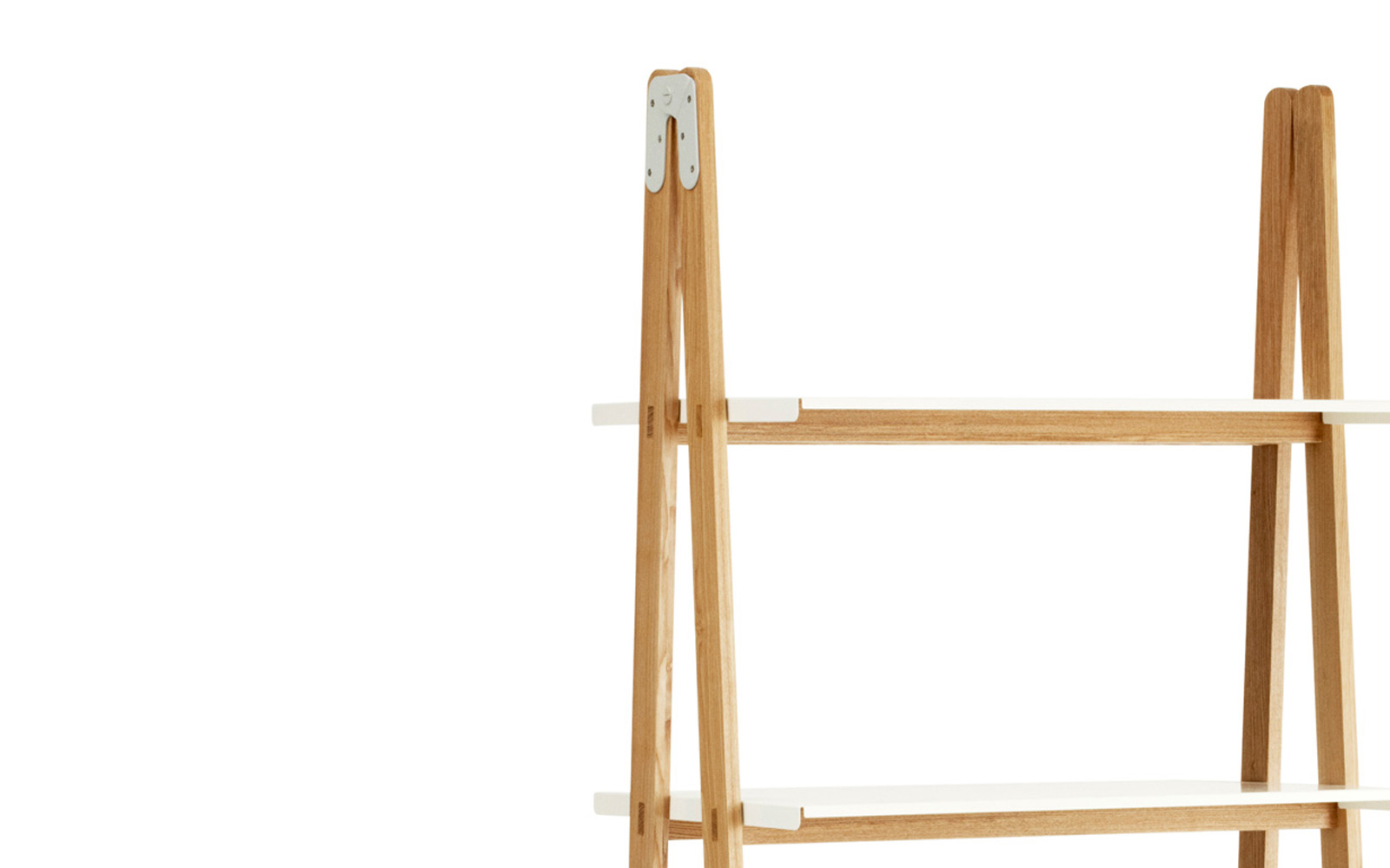 One Step Up Bookcase High White Steel And Ash One Step Up Shelf Low Detail