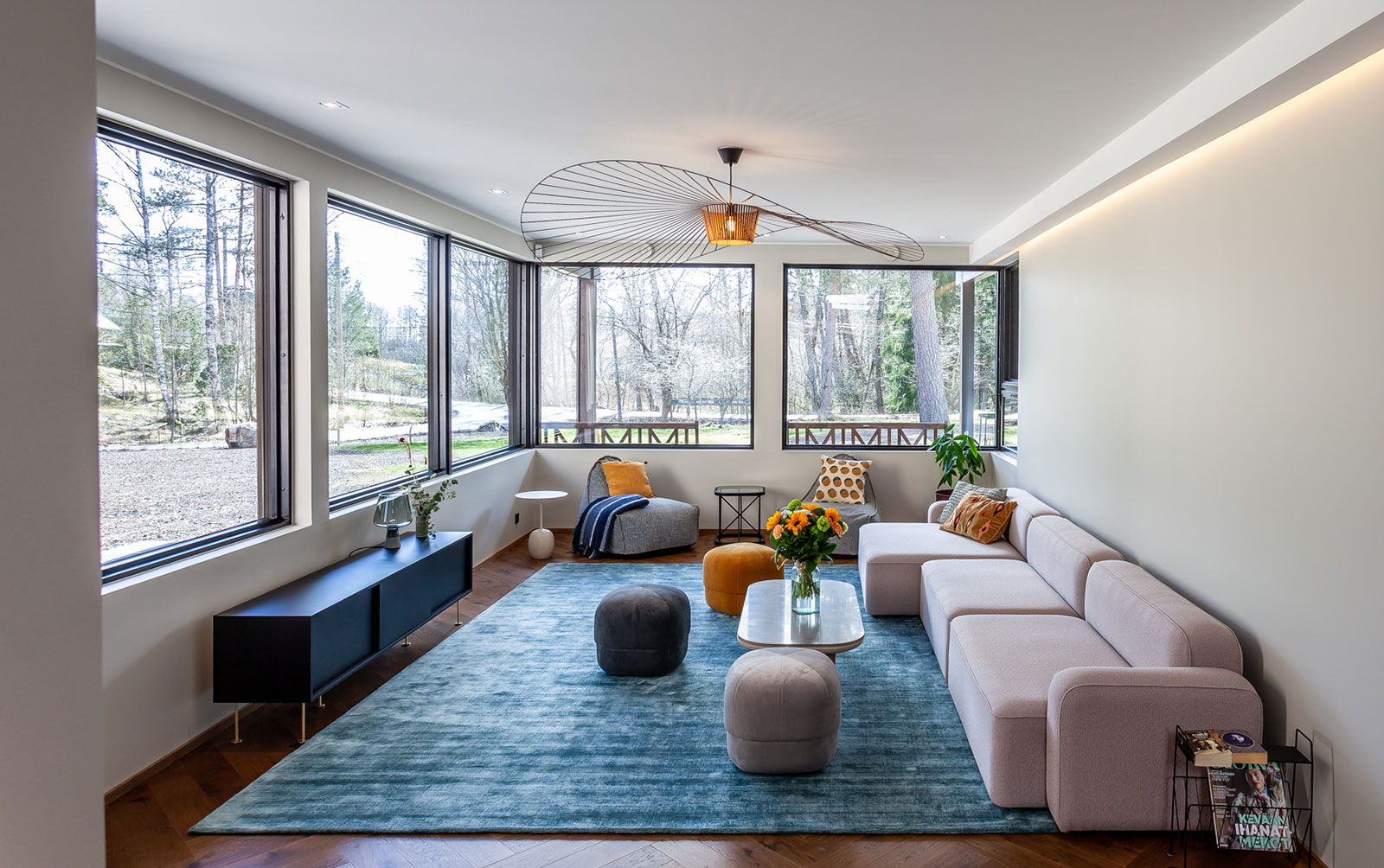 Living room with Rope Sofa and Circus Poufs