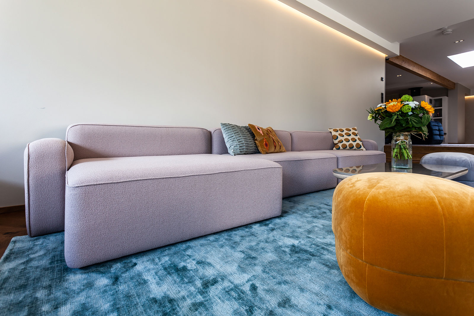 Living room with Rope Sofa and Circus Poufs